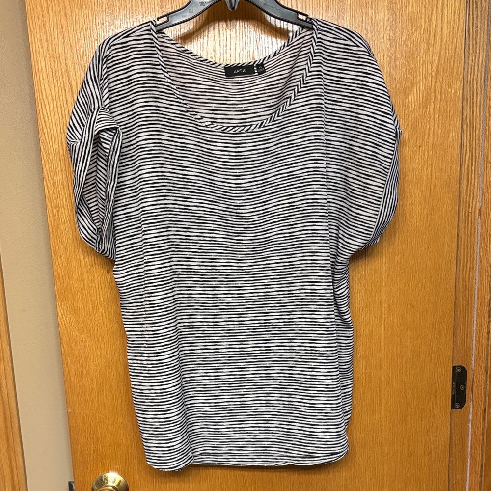 5 for $25 Apt. 9 Black and White Striped Short Sleeve Top